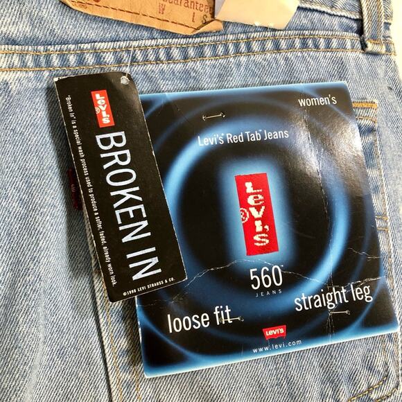 NWT Deadstock USA Vintage Y2K Levi's 560 Loose Fit Straight Leg Jeans 16 Short - Picture 3 of 6